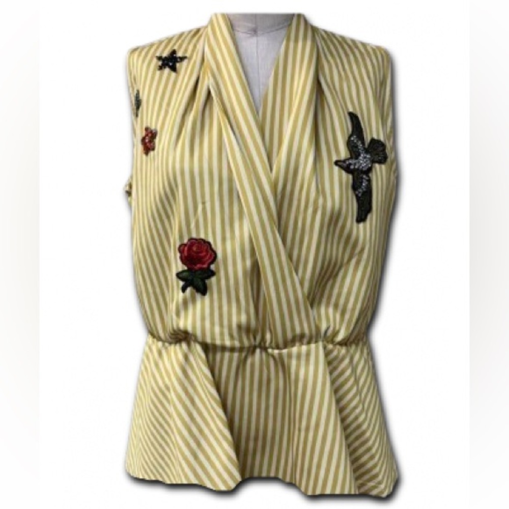 🆕 My Sister’s Closet The Label | Clarence Top Striped Peplum W/ Bling 16